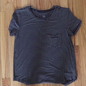 American Eagle Classic Brown and White Striped Women's Top